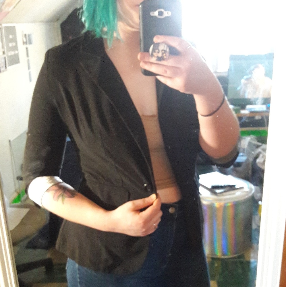 Black and white blazer top